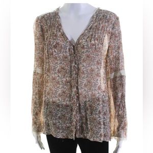 PAIGE long sleeve button front silk shirt size small